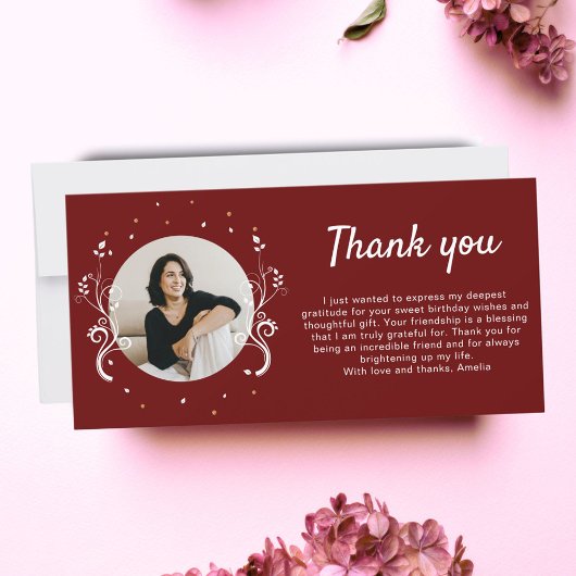 50と素晴らしい葉レッド50誕生日写真 サンキューカード