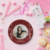 50と素晴らしい葉レッド50誕生日写真 ペーパープレート (パーティー)