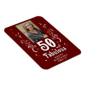 50と素晴らしい葉レッド50誕生日写真 マグネット (右側)