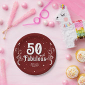 50と素晴らしい葉レッド50誕生日 ペーパープレート (パーティー)