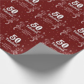 50と素晴らしい葉レッド50誕生日 ラッピングペーパー (角)