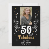 50と素晴らしい葉50誕生日写真 カード (正面)