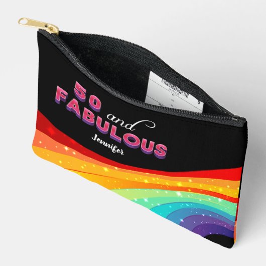 50と素晴らしい虹の輝き50誕生日 アクセサリーポーチ (見開き)