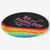 50と素晴らしい虹の輝く誕生日パーティー ペーパープレート (アングル)