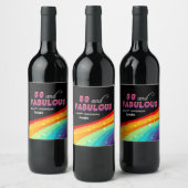 50と素晴らしい虹の輝く誕生日パーティー ワインラベル (ボトル)