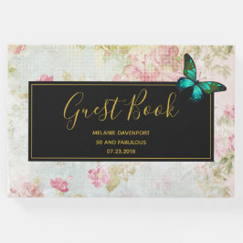 50と素晴らしい蝶オンヴィンテージコラージュ ゲストブック