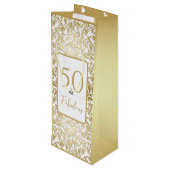 50と素晴らしい装飾金ゴールドフローラ旋回パターン ワインギフトバッグ (裏面アングル)