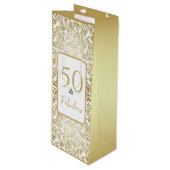 50と素晴らしい装飾金ゴールドフローラ旋回パターン ワインギフトバッグ (正面アングル)