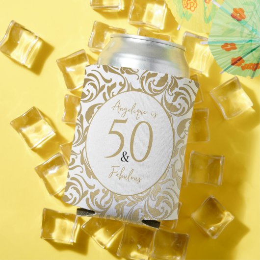 50と素晴らしい装飾金ゴールドフローラ旋回パターン 缶クーラー (インサイチュ 夏)