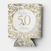 50と素晴らしい装飾金ゴールドフローラ旋回パターン 缶クーラー (正面)