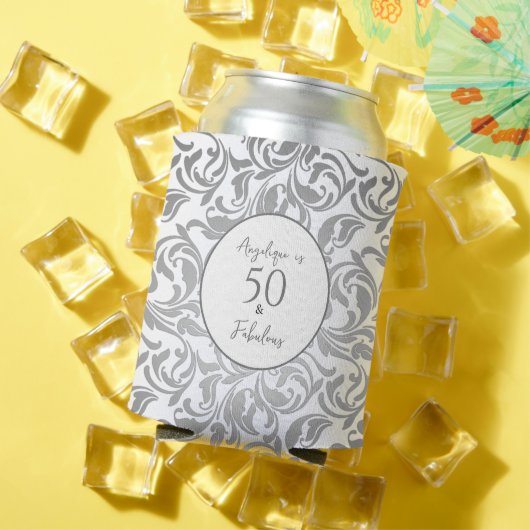 50と素晴らしい装飾銀花柄 缶クーラー (インサイチュ 夏)