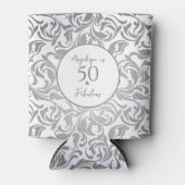 50と素晴らしい装飾銀花柄 缶クーラー (正面)