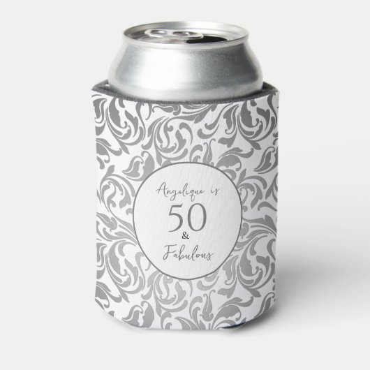 50と素晴らしい装飾銀花柄 缶クーラー (缶裏面)