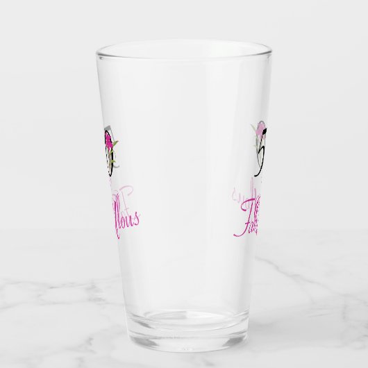 50と素晴らしい誕生日とピンクの花アクセント タンブラーグラス (右)