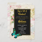 50と素晴らしい誕生日とヴィンテージコラージュ招待状 招待状 (正面/裏面)