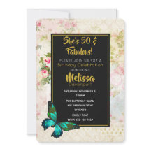 50と素晴らしい誕生日とヴィンテージコラージュ招待状
