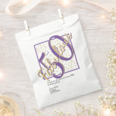 50と素晴らしい誕生日の紫/金ゴールドのスクリプファンシート フェイバーバッグ (クリップ留めされた状態)