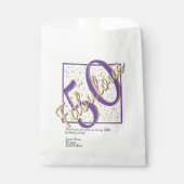 50と素晴らしい誕生日の紫/金ゴールドのスクリプファンシート フェイバーバッグ (正面)