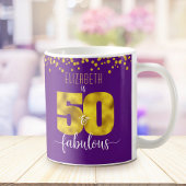 50と素晴らしい誕生日の金ゴールドホイルドットの紫 コーヒーマグカップ