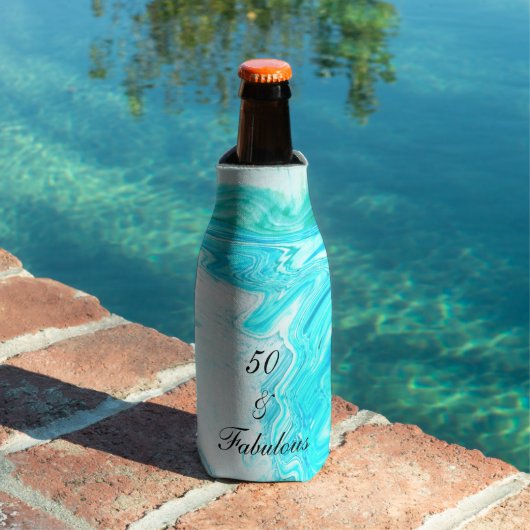 50と素晴らしい誕生日アゲートゲードティール（緑がかった色）ブルーアート ボトルクーラー (インサイチュ プール)