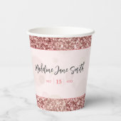 50と素晴らしい誕生日エレガントバラピンクグリッター 紙コップ (裏面)