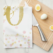 50と素晴らしい誕生日エレガントピンクと金ゴールドドット キッチンタオル (四つ折り)