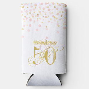 50と素晴らしい誕生日エレガントピンク金ゴールド紙吹雪 スリム缶クーラー