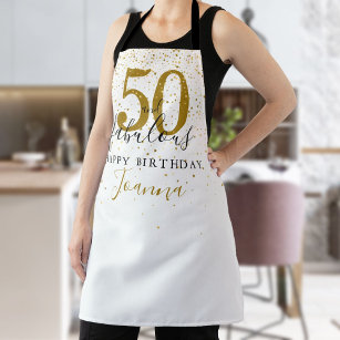 50と素晴らしい誕生日エレガント金ゴールドとブラック エプロン