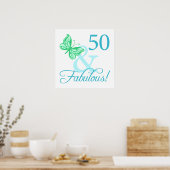 50と素晴らしい誕生日ギフト(アクア) ポスター (キッチン)