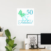 50と素晴らしい誕生日ギフト(アクア) ポスター (ホームオフィス)