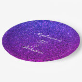 50と素晴らしい誕生日グラデーションピンクパープルグリッター ペーパープレート (アングル)