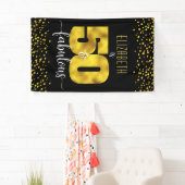 50と素晴らしい誕生日グラム金ゴールドホイルドックスブラック 横断幕 (インサイチュ)