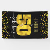 50と素晴らしい誕生日グラム金ゴールドホイルドックスブラック 横断幕 (横)