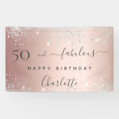50と素晴らしい誕生日グリッターバラ金ゴールド銀 横断幕 (横)