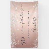 50と素晴らしい誕生日グリッターバラ金ゴールド銀 横断幕 (縦)