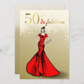 50と素晴らしい誕生日グリッター50誕生日 招待状 (正面/裏面)