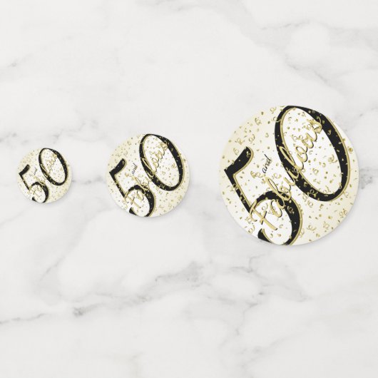50と素晴らしい誕生日スクリプトブラック/金ゴールドおもしろい コンフェッティ (裏面)