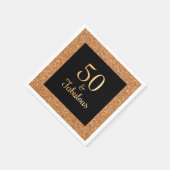 50と素晴らしい誕生日スパークリー金ゴールドグリッターブラック スタンダードカクテルナプキン (角)