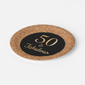 50と素晴らしい誕生日スパークリー金ゴールドグリッターブラック ペーパープレート (アングル)