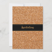 50と素晴らしい誕生日スパークリー金ゴールドグリッターブラック 招待状 (裏面)