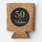 50と素晴らしい誕生日スパークリー金ゴールドグリッターブラック 缶クーラー (正面)