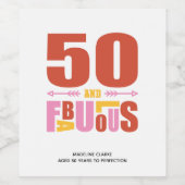 50と素晴らしい誕生日タイポグラフィのワインラベル ワインラベル (シングルラベル)