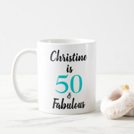 50と素晴らしい誕生日ターコイズ白黒 コーヒーマグカップ