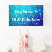 50と素晴らしい誕生日ティール(緑がかった色)ブルーグリッタースパークリー 横断幕 (インサイチュ)