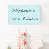 50と素晴らしい誕生日ティール（緑がかった色）ブルーホワイトグレイクール 横断幕 (インサイチュ)