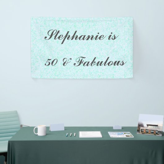 50と素晴らしい誕生日ティール(緑がかった色)ブルーホワイトグレイクール 横断幕 (トレードショー)