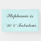 50と素晴らしい誕生日ティール(緑がかった色)ブルーホワイトグレイクール 横断幕 (横)