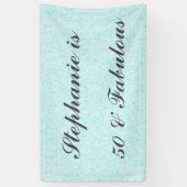 50と素晴らしい誕生日ティール（緑がかった色）ブルーホワイトグレイクール 横断幕 (縦)