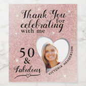 50と素晴らしい誕生日バラ金ゴールドありがとう ワインラベル (シングルラベル)