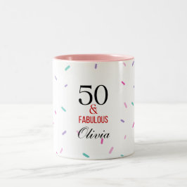 50と素晴らしい誕生日パーティカラフル紙吹雪 ツートーンマグカップ